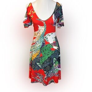 Just Cavalli by Roberto Cavalli Vintage 2004 Asian Inspired Mini Dress